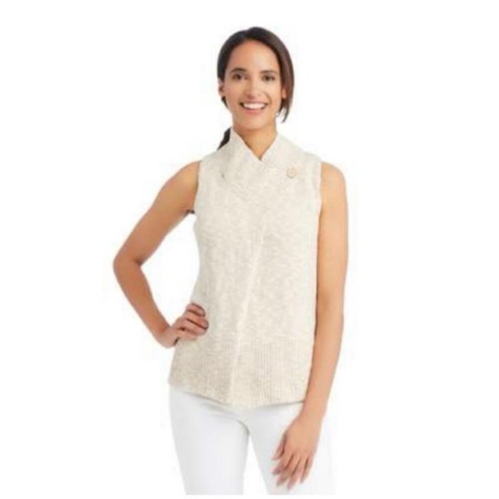 J. McLaughlin Beige Montauk Sleeveless Sweater Vest